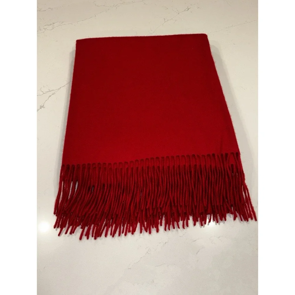 NWOT Williams Sonoma Cashmere Throw Fringe Red 50